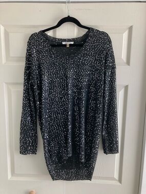 DKNY Black & Sliver Sequin Pullover/ Tunic
